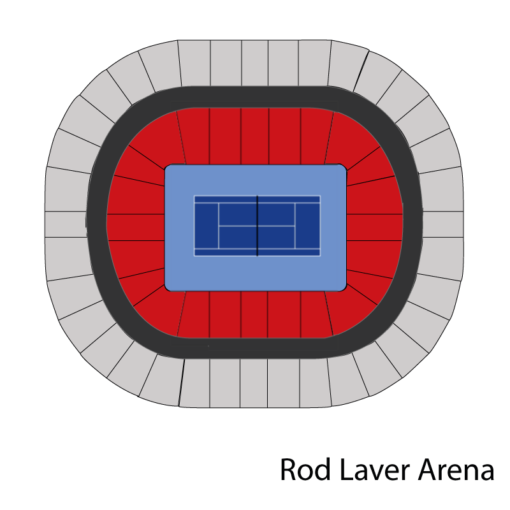 Diagram of a tennis stadium labeled Rod Laver Arena.