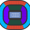 Rod Laver Arena 座位表顯示所有層級的顏色:下層短邊為紫色,下層長邊為深綠色,上層短邊為淺藍色,上層長邊為紅色。