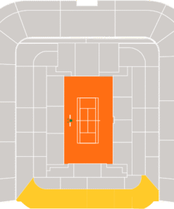 Roland Garros seating map highlighting the Lacoste stand in yellow for Category 1.