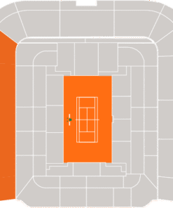 Roland Garros seating map highlighting the Borotra stand in orange for Category 2