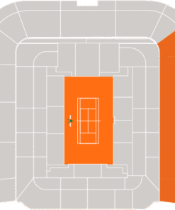 Sitzplan von Roland Garros mit orangefarbener Markierung der Cochet-Tribüne für Kategorie 2