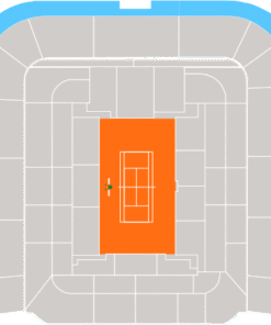 Roland Garros stadium upper-ring seating map with all Category 3 sections highlighted in cyan.