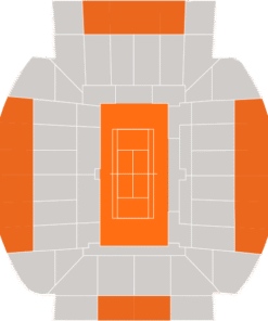 Suzanne Lenglen court seating map with Category 2 sections highlighted in orange.