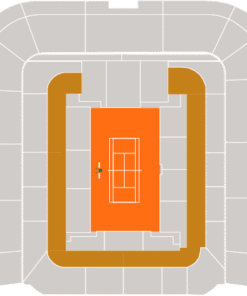 Roland Garros seating map highlighting only rows 1–5 of each stand in brownish-orange for Category Gold.