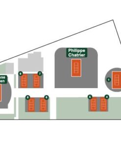 Map of the Roland Garros grounds highlighting all Outside Courts and venue locations for general admission access.