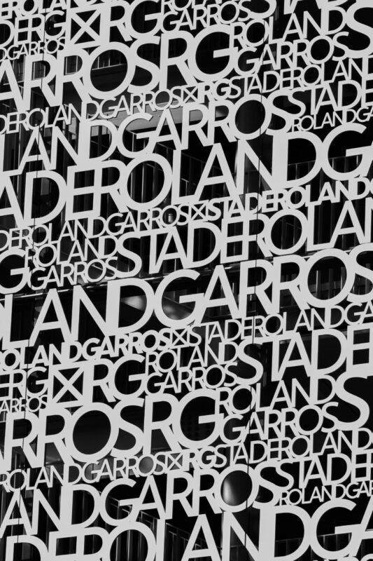 Roland Garros signage on the stadium facade